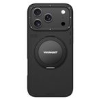 Youngkit İphone 17 Pro Max Kılıf M-Safeli Standlı Basit Mat Deri Youngkit Tech Leather Serisi Kapak Siyah