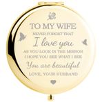 Yountown Eşiniz için Hediyeler - I Love You Wife Hediye Altın Kompakt Ayna - Doğum Günü, Evlilik Yıldönümü, Sevgililer Günü, Anneler Günü veya Noel için Romantik Hediyeler
