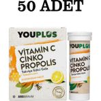 Youplus Vitamin C, Çinko & Propolis 20 Efervesan Tablet 50 Adet