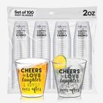 Your Dream Party Shop 100 ADET Cheers To Love Laughter and Happily Ever After Glass - Tek Kullanımlık Bardakları 2 oz - Düğün Atış Gözlükleri, Konuklar İçin Mükemmel Düğün Şekerleri, Gelin Partisi Bardakları