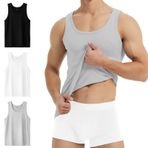 YouShow Atlet Erkek 3/5'li Paket %100 Pamuk Tank Top İnce Fitilli, 1 x siyah + 1 x beyaz + 1 x gri, S