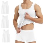 YouShow Atlet Erkek 3/5'li Paket %100 Pamuk Tank Top İnce Fitilli, 3 x beyaz., M