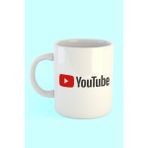 Youtube Logo Baskılı Kahve Kupası - Beyaz - 300 cc