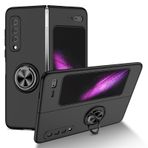 YOUULAR Samsung Galaxy Fold için katlanabilir cep telefonu kılıfı, [araç tutucu desteği] cilt hissi tamponu, yağlı sprey boya, darbeye dayanıklı koruyucu kılıf, Samsung Z için katlanır kılıf, siyah