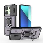 YOUULAR Xiaomi Redmi Note 13 Pro 4G/Xiaomi Poco M6 Pro 4G için Cep Telefonu Kılıfı Destek Araba Tutucu Sürgülü Pencere Darbeye Dayanıklı Koruyucu Telefon Kılıfı Askeri Kılıflar Lens Koruması Mor