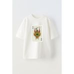 Youwinner Iskambil Kagıdı Tasarım Baskılı Pamuk Beyaz Oversize T-Shirt - XL