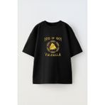 Youwinner Sons Of Odin Valhallatasarım Baskılı Pamuk Sıyah Oversize T-Shirt - Siyah - XL