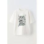 Youwinner Yeşil Gözler Tasarım Baskılı Pamuk Beyaz Oversize T-Shirt - XL