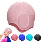 YOUYIKE Pembe silikon bone, 3D kulak korumalı, bone, kadınlar ve erkekler için yüzme bonesi, elastik bone, güçlendirilmiş kenarlı, yumuşak ve dayanıklı yüzme bonesi