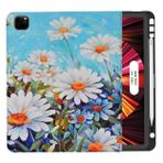 YOYOYX iPad Pro 12,9 inç (6., 5., 4. ve 3. Nesil) için Kılıf, İnce PU Deri Katlanır Kılıf Stant TPU Koruyucu Kılıf Dahili Apple Kalem Tutuculu - Otomatik Uyanma/Uyku, Papatya