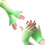 Ypser Parmak Döngüsü ile Kadın Uzun Fishnet Mesh Eldiven Naylon Dantel Parmaksız, 2 çift (yeşil), Tek Beden