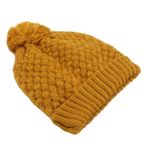 YQHWLKJ Çift Katmanlı Örgü Bere şapka Kadın şapkası Yumuşak Kalın Astar Yapay Pelüş Top şapka Açık Hava Sporları, Yellow, One Size