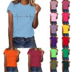 YRxUIAI Kadın Love Current Baskılı Tişört Bisiklet Yaka Kısa Kollu Tunik Bluz Sevimli Grafik Günlük Üst Normal Kesim Kazak Tişörtler Dış Mekan Yaz Bol Temel Üst, B-mor, 3XL