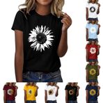 YRxUIAI Patten 1-Koyu Gri Kısa Kollu O Yaka Baskılı Kadın T-shirt