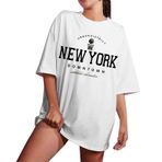 YRxUIAI Tee Longline Beyaz Damla Omuz Kadın T-shirt