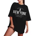 YRxUIAI Tee Longline Siyah Damla Omuz Kadın T-shirt