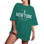 YRxUIAI Tee Longline Yeşil Damla Omuz Kadın T-shirt