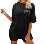 YRxUIAI Tees Siyah Los Angeles California Kısa Kollu Bisiklet Yaka Kadın T-shirt