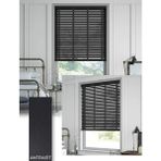 YS Perde Tasarım Wooden Blinds %100 Doğal Ahşap Jaluzi Perde , 50MM Alüminyum Kasalı Yüksek Kaliteli - Antrasit Kurdelalı WOODX/W211 - 110 x 270