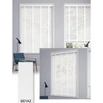 YS Perde Tasarım Wooden Blinds %100 Doğal Ahşap Jaluzi Perde , 50MM Alüminyum Kasalı Yüksek Kaliteli - Beyaz Kurdelalı WOODZ/B416 - 170 x 257