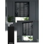 YS Perde Tasarım Wooden Blinds %100 Doğal Ahşap Jaluzi Perde , 50MM Alüminyum Kasalı Yüksek Kaliteli - Siyah Kurdelalı WDJJX-W406 - 140 x 230