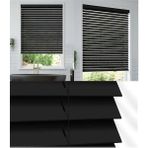 YS Perde Tasarım Wooden Blinds %100 Doğal Ahşap Jaluzi Perde , 50MM Alüminyum Kasalı Yüksek Kaliteli - Siyah (M.i) WDJ-Mİ1539 - 200 x 257