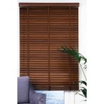 YS Perde Tasarım Wooden Blinds %100 Doğal Ahşap Jaluzi Perde 50MM,ALÜMINYUM Kasalı Yüksek Kaliteli - Ceviz Kurdelalı - 160 x 230 cm