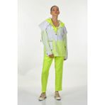 Ysatis Oversize Kapüşonlu Neon Kadın Ceket - Günlük Spor - M - Beyaz - Abanoz
