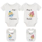 YSCULBUTOL Bebek İkizler Anne Tatlı Baba Cupcakes Bebek Zıbını Bebek Tişörtü İkiz Bebek Hediyesi Kız Çocuğu için İkiz Bebek Hediyesi İkiz Bebek, White3 Cupcakes, 0-3 Months