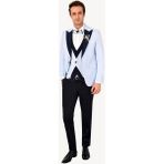 Ysf Erkek Açık Mavi Yelekli Kırlangıç Yaka Slim Fit Damatlık - 46 / 6 - 6 Drop