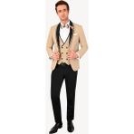 Ysf Erkek Bej Slim Fit Şal Yaka Yelekli Damatlık - 52 / 6 - 6 Drop