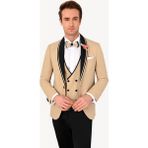 Ysf Erkek Bej Slim Fit Şal Yaka Yelekli Damatlık - 62 / 6 - 6 Drop