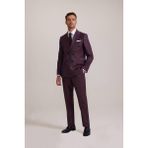 Ysf Erkek Bordo Regular Fit Kruvaze Takım Elbise - 58 / 6