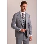 Ysf Erkek Gri Bej Slim Fit Sivri Yaka Yelekli Yün Takım Elbise - 6 Drop - 54 / 6 - Gri - Bej