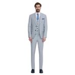 YSF Erkek Gri Sivri Yaka Slim Fit Yelekli Takım Elbise