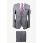 YSF Erkek Gri Slim Fit Takım Elbise