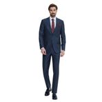 YSF Erkek Lacivert Gri Regular Fit Çizgili Takım Elbise