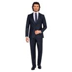 YSF Erkek Lacivert Kahve Regular Fit Kareli Takım Elbise