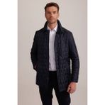 Ysf Erkek Lacivert Regular Fit Kare Desenli Yakalı Kaban - 56