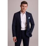 Ysf Erkek Lacivert Regular Fit Mono Yaka %100 Yün Ceket