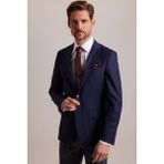 Ysf Erkek Lacivert Regular Fit Yünlü Blazer Ceket - 50 / 4