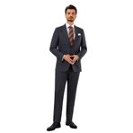 YSF Erkek Mavi Gri Regular Fit Mono Yaka Takım Elbise