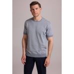 Ysf Erkek Mavi Regular Fit Bisiklet Yaka Çizgili Tişört - 2XL