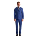 YSF Erkek Mavi Regular Fit Kruvaze Takım Elbise