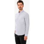 Ysf Erkek Mavi Uzun Kol Yaka Düğmeli Slim Fit Gömlek - Normal Boy - 2XL