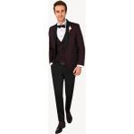 Ysf Erkek Mürdüm Çıkma Şal Yaka Slim Fit Damatlık - 44 / 6 - 6 Drop