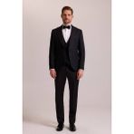 Ysf Erkek Siyah Damatlık Slim Fit Kırlangıç Yaka Desenli - 6 Drop - 60 / 6