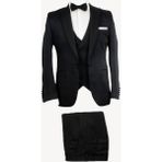 Ysf Erkek Siyah Slim Fit Kırlangıç Yaka Yelekli Damatlık - 46 / 6 - 6 Drop