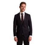 YSF Erkek Siyah Slim Fit Yünlü Likralı Mono Yaka Takım Elbise