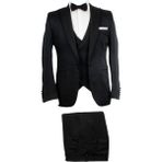 Ysf Erkek Siyah Yelekli Kırlangıç Yaka Slim Fit Damatlık - 46 / 6